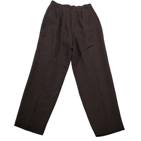 Striped Trousers Pants Women's Career Halter Brown Cream Size 12 Pant - Picture 3 of 14